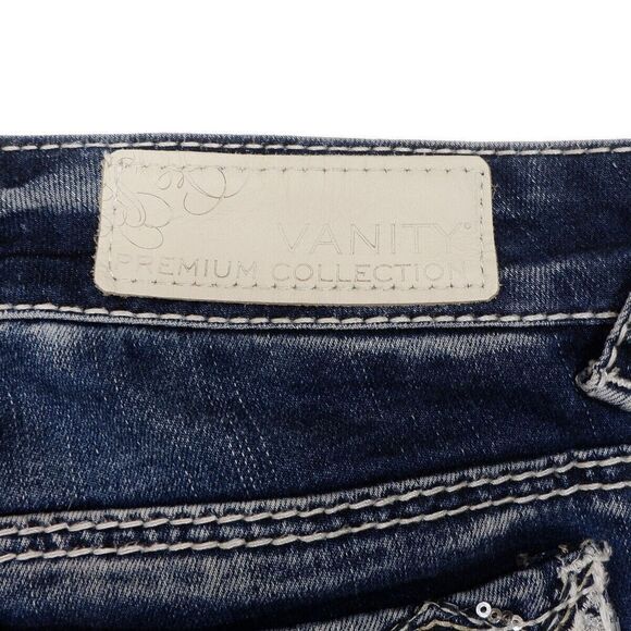 Vanity Cropped Jeans Size 27 Womens Distressed Sequin Blue Denim Stretch 28x24 - Picture 10 of 11